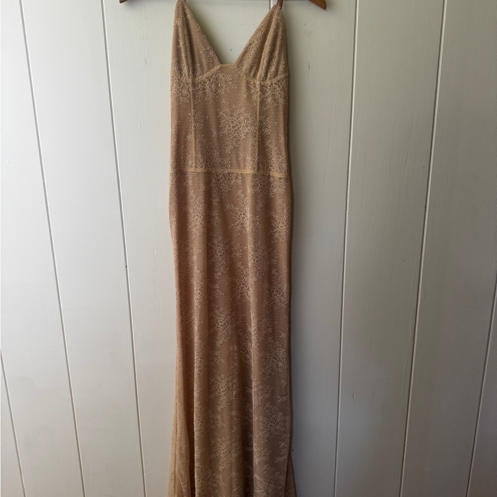 REVOLVE Cream Lace Maxi Dress